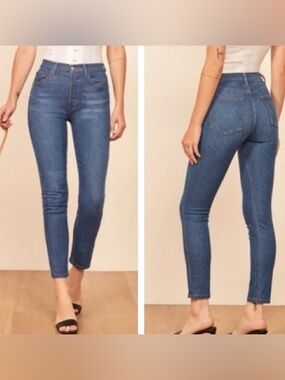 Reformation Serena High Rise Skinny Crop Button Fly Cannes Wash Size 26